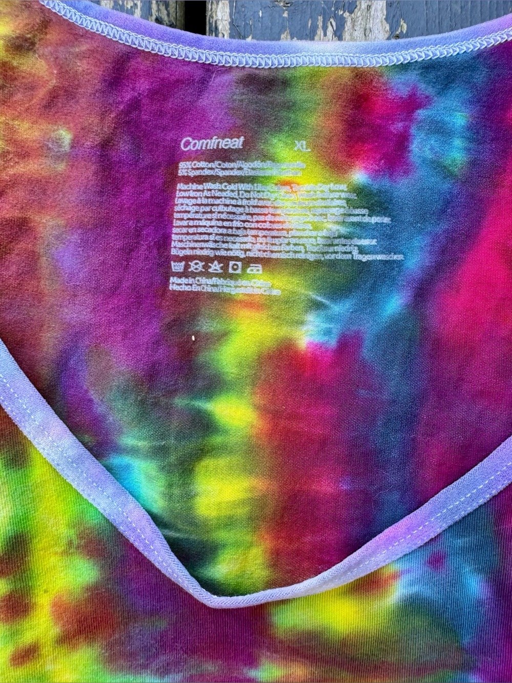Women's Multicolor Tie-Dye Scoop Neck Tank Top - Picture 7 of 9